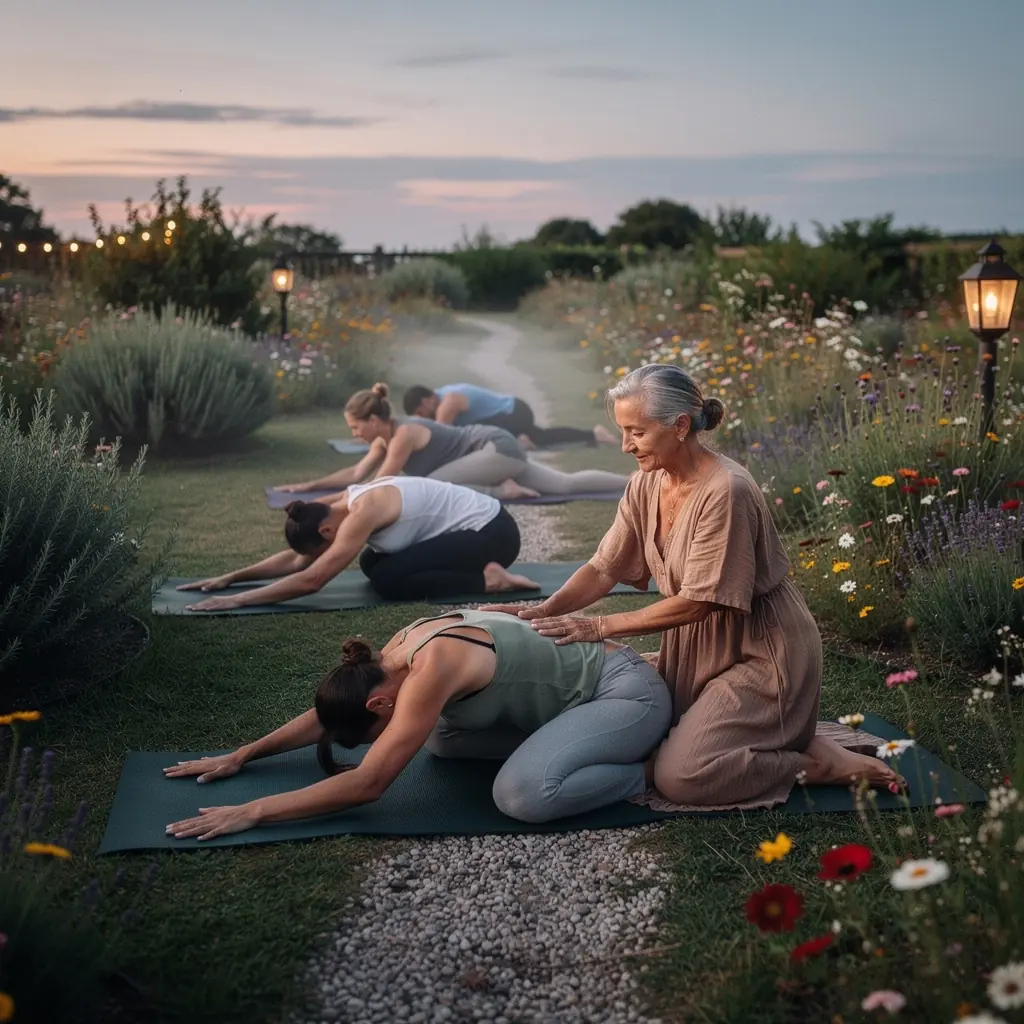 Una pareja disfrutando de una sesión de meditación guiada en casa.
