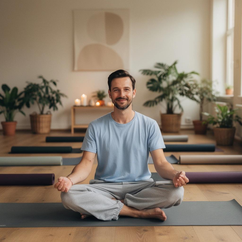 Grupo de personas participando en una sesión de yoga al aire libre bajo un cielo estrellado.
